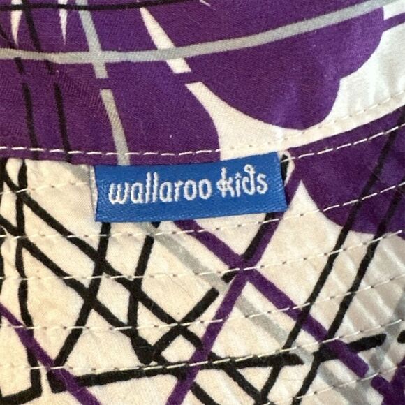 Wallaroo Vintage Kids Purple Tropical Floral Sun Hat UPF 50+ Summer Hat - Picture 3 of 6